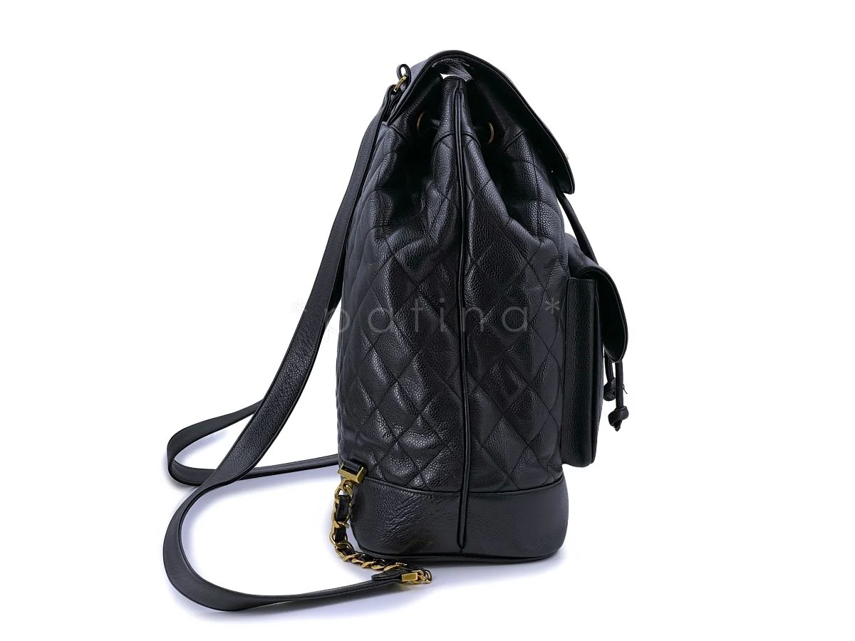 Chanel Vintage Black Caviar Large Quilted Backpack Bag 24k GHW - Image 3
