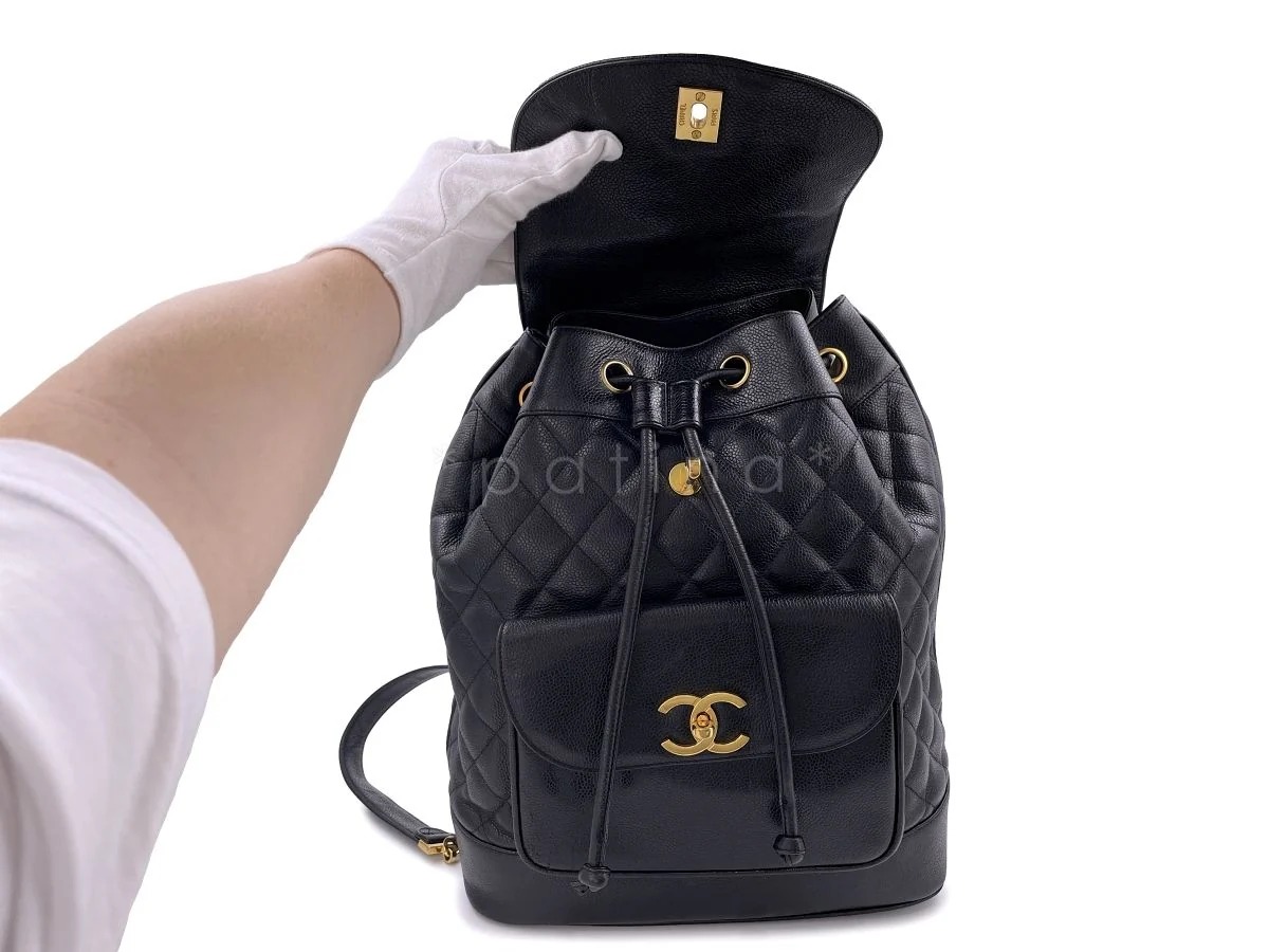 Chanel Vintage Black Caviar Large Quilted Backpack Bag 24k GHW - Image 7