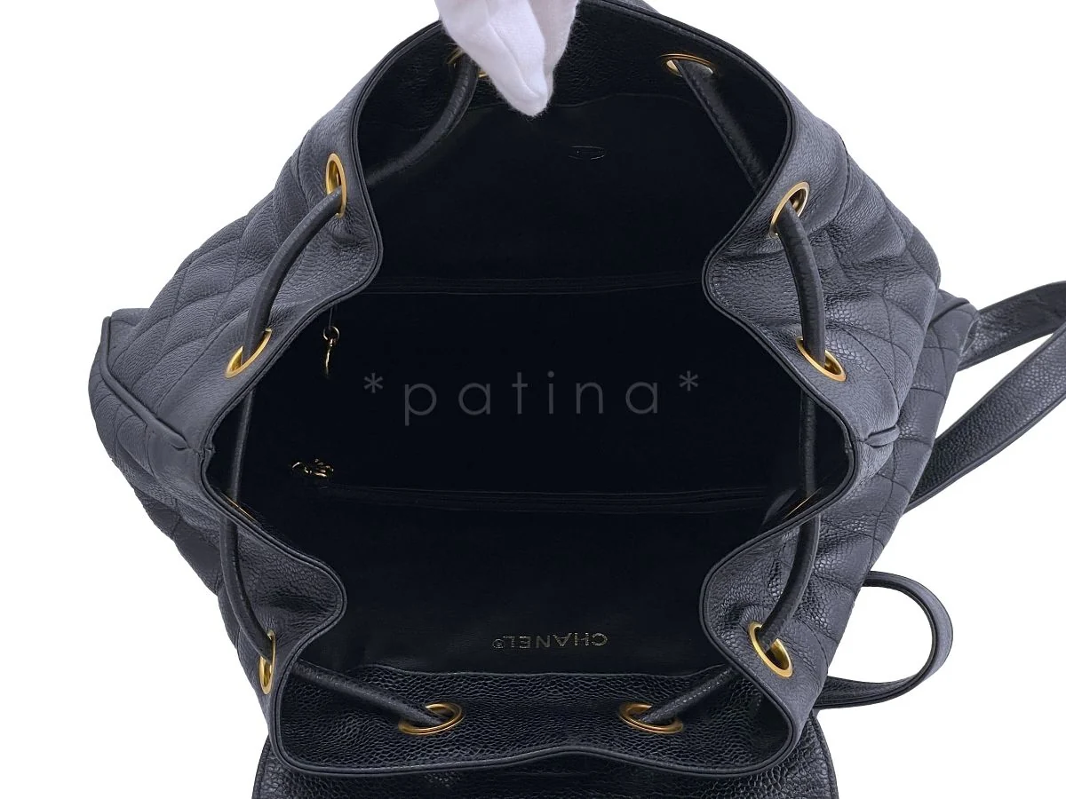 Chanel Vintage Black Caviar Large Quilted Backpack Bag 24k GHW - Image 8