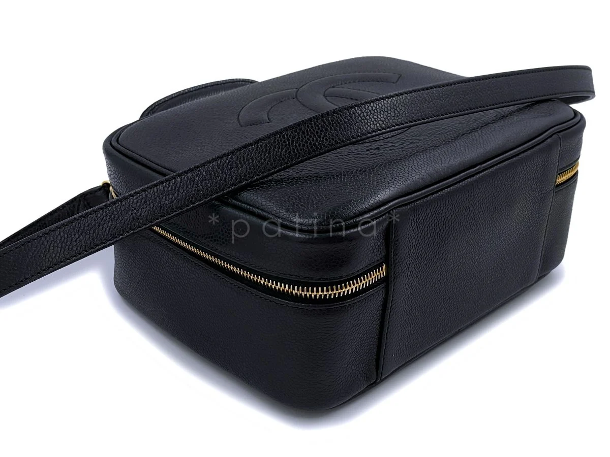 Chanel Vintage Black Caviar "Lunch Box" Vanity Timeless Logo Bag - Image 6