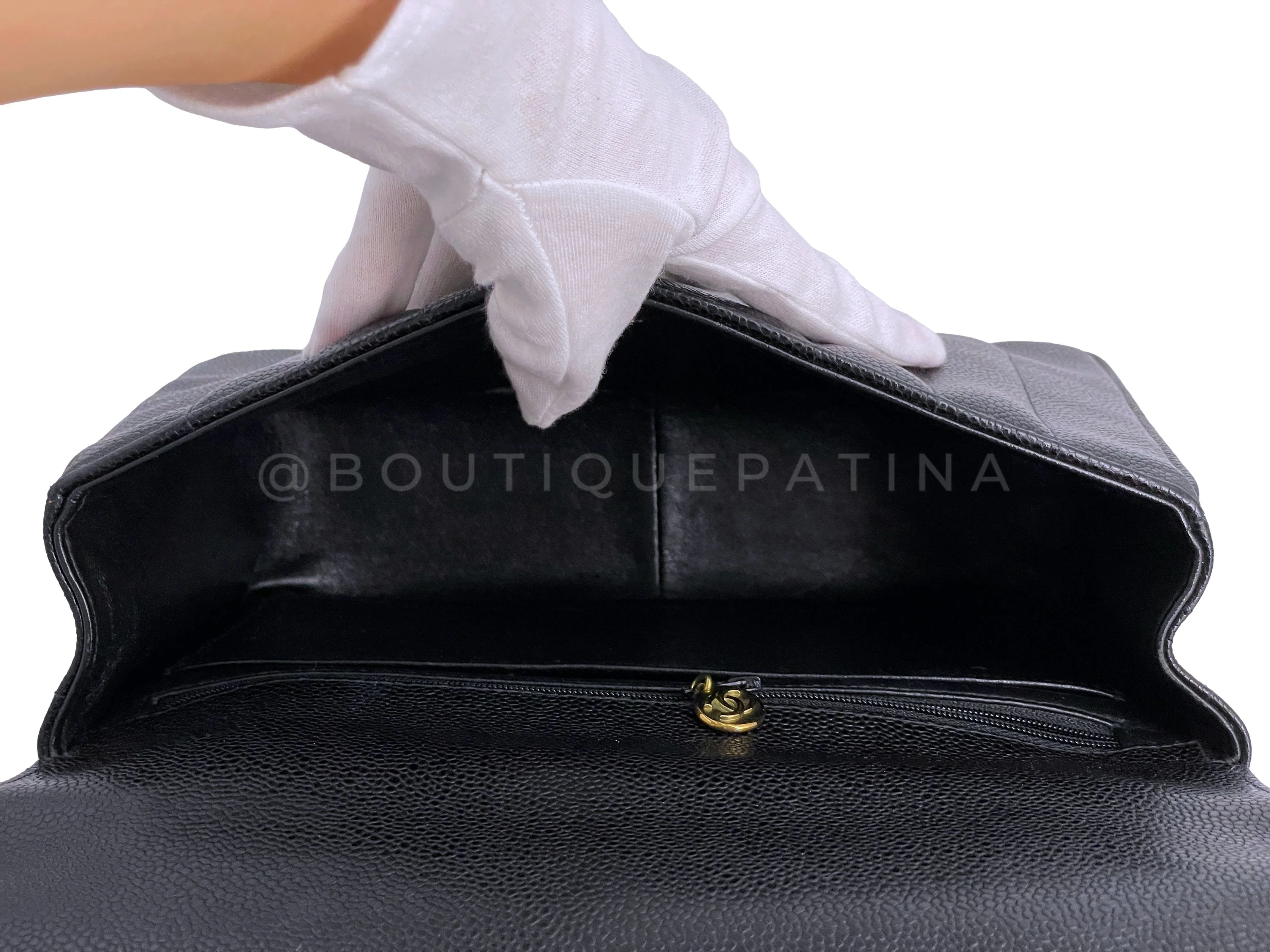 Chanel Vintage Black Caviar Mademoiselle Vertical Kelly Flap Bag 24k GHW - Image 10