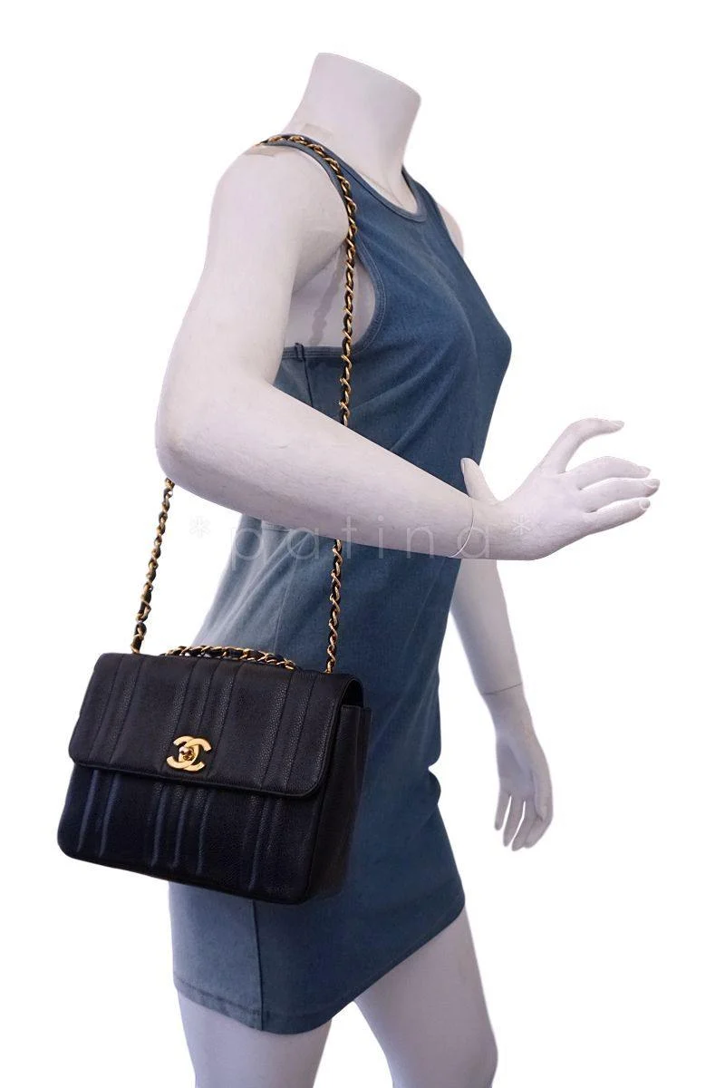 Chanel Vintage Black Caviar Medium Classic Mademoiselle Flap Bag - Image 16