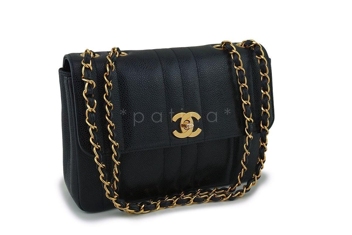 Chanel Vintage Black Caviar Medium Classic Mademoiselle Flap Bag - Image 2