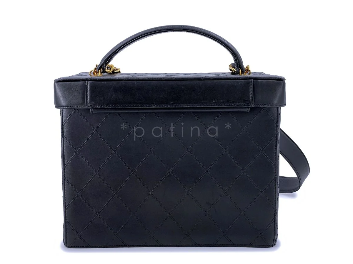 Chanel Vintage Black CC Box Vanity Case Bag w/Strap 24k GHW - Image 5