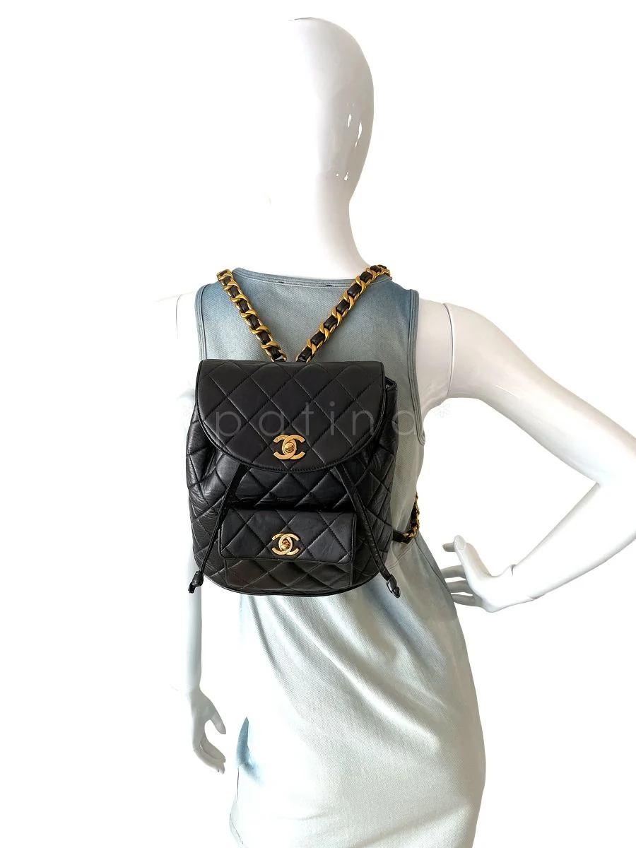 Chanel Vintage Black Classic Duma Backpack Bag 24k GHW Lambskin - Image 13