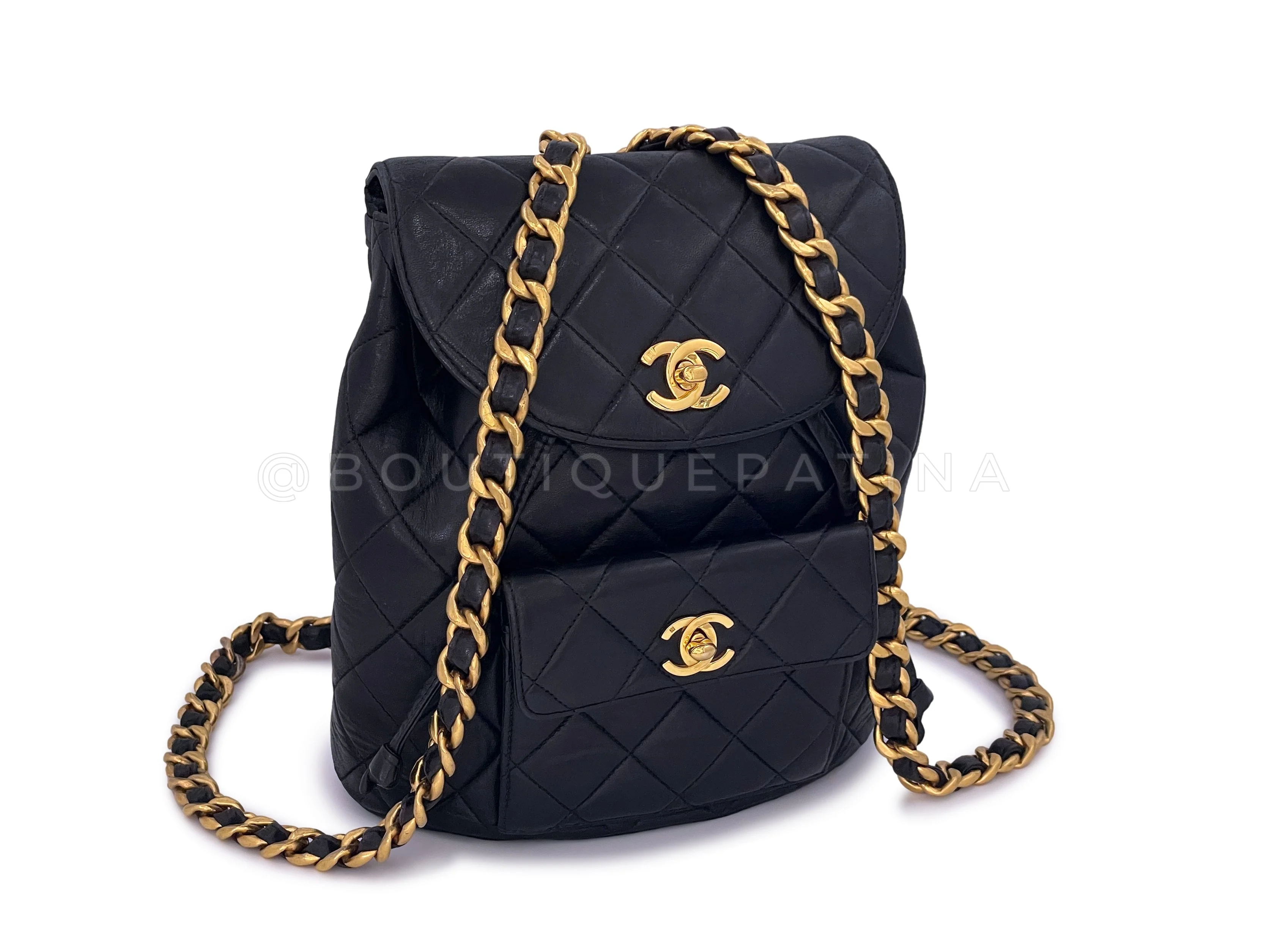 Chanel Vintage Black Duma Classic Backpack Bag 24k GHW Lambskin - Image 2