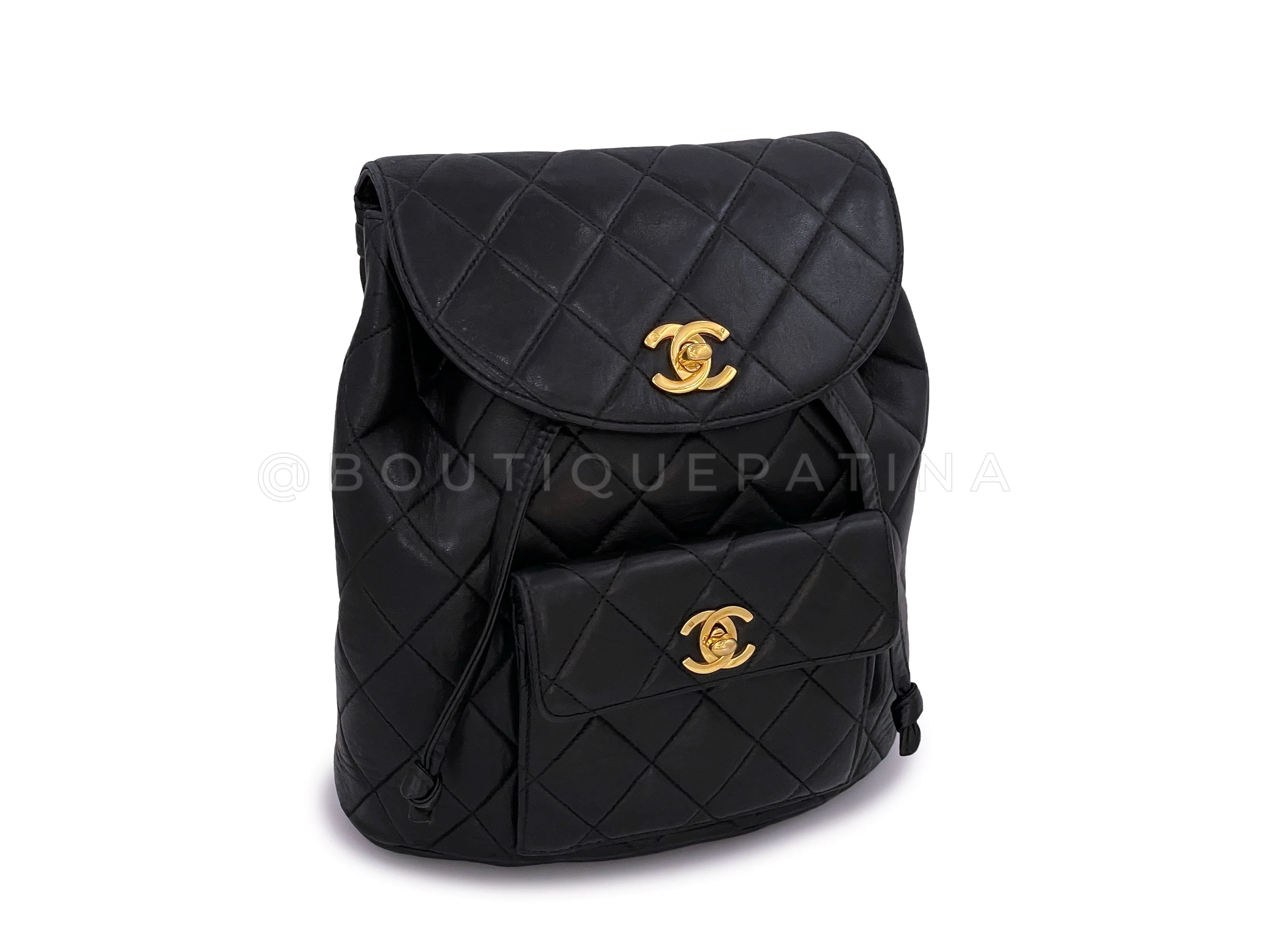 Chanel Vintage Black Duma Classic Backpack Bag 24k GHW Lambskin - Image 3