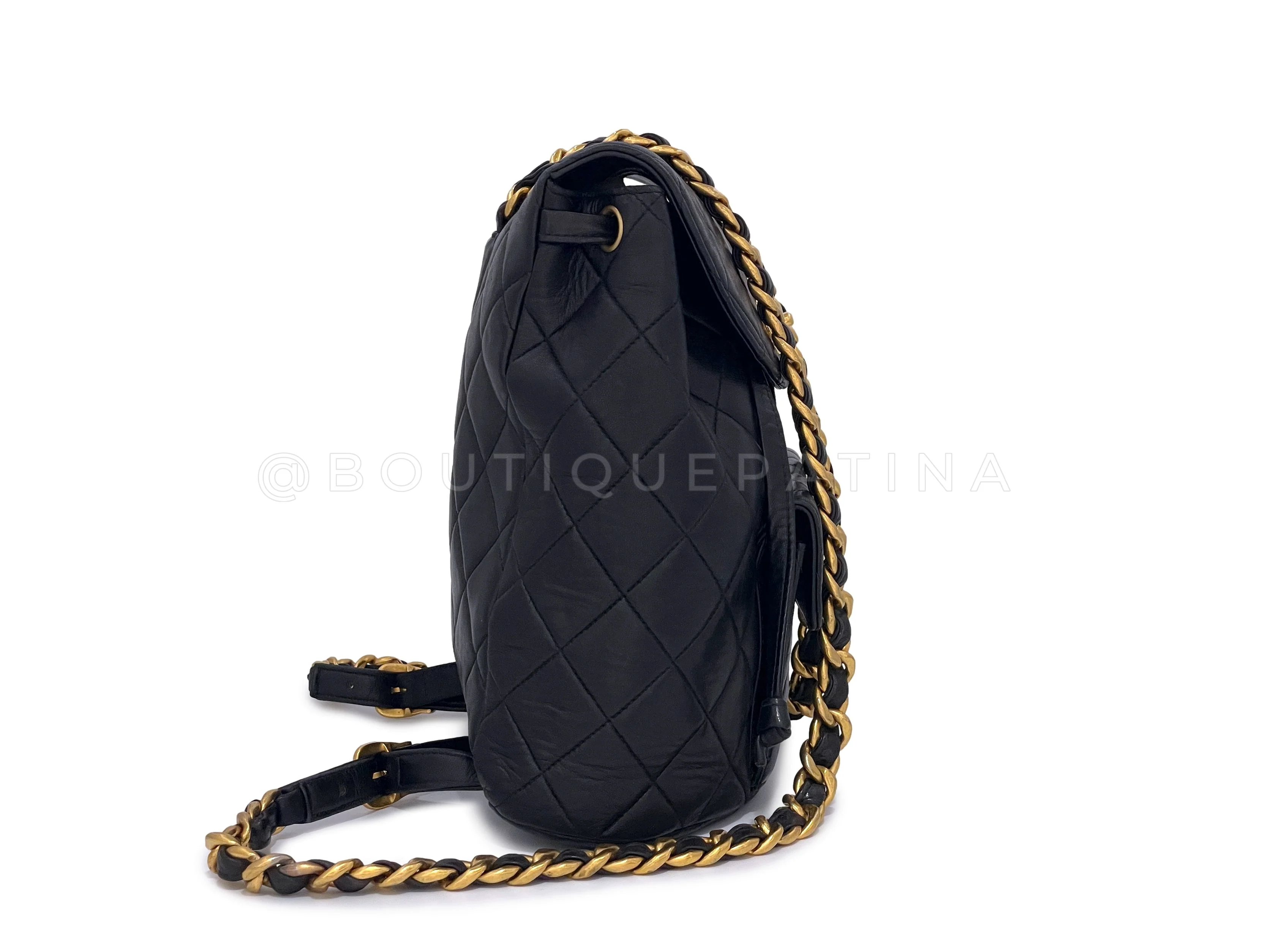 Chanel Vintage Black Duma Classic Backpack Bag 24k GHW Lambskin - Image 4