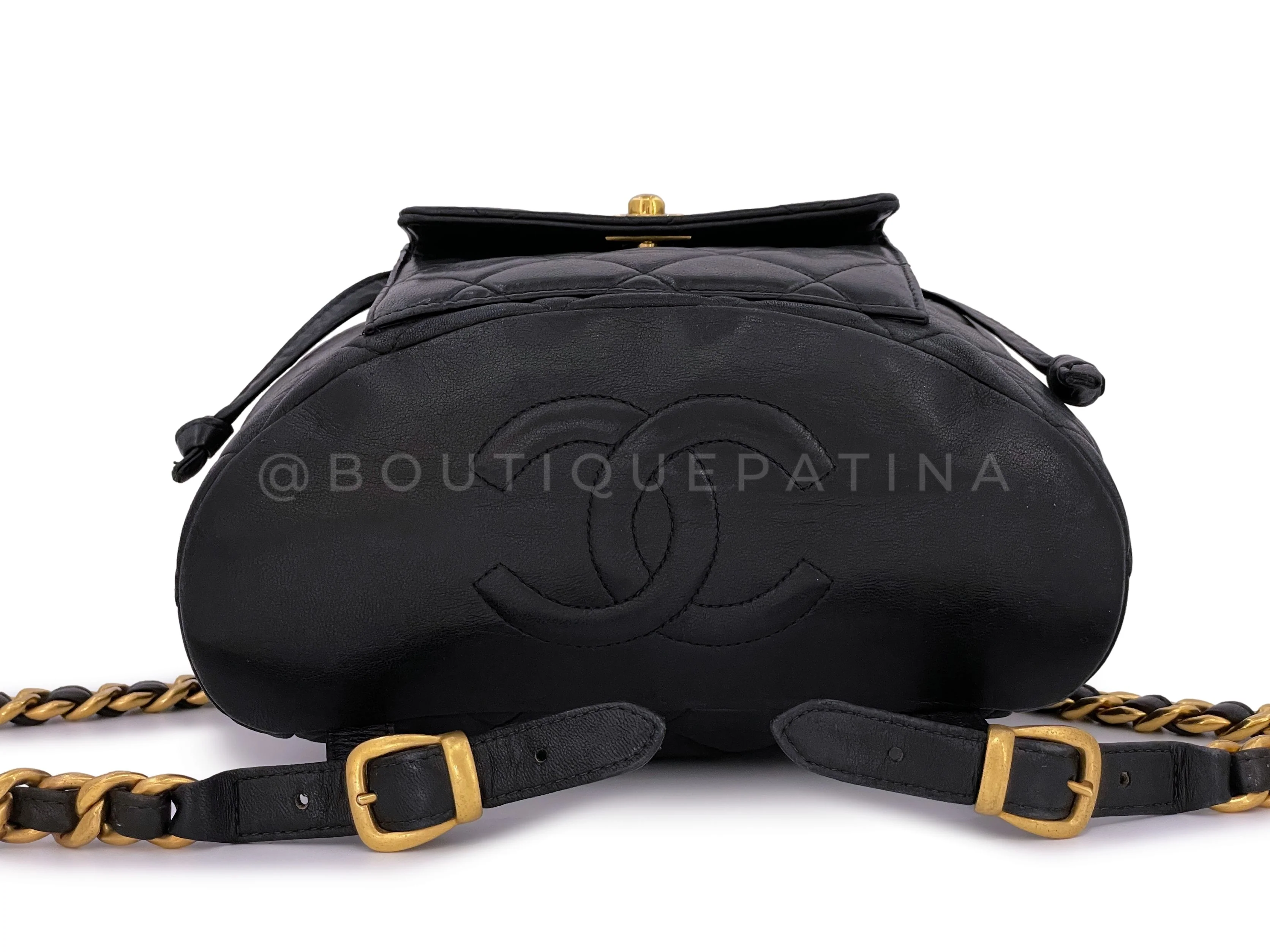 Chanel Vintage Black Duma Classic Backpack Bag 24k GHW Lambskin - Image 6