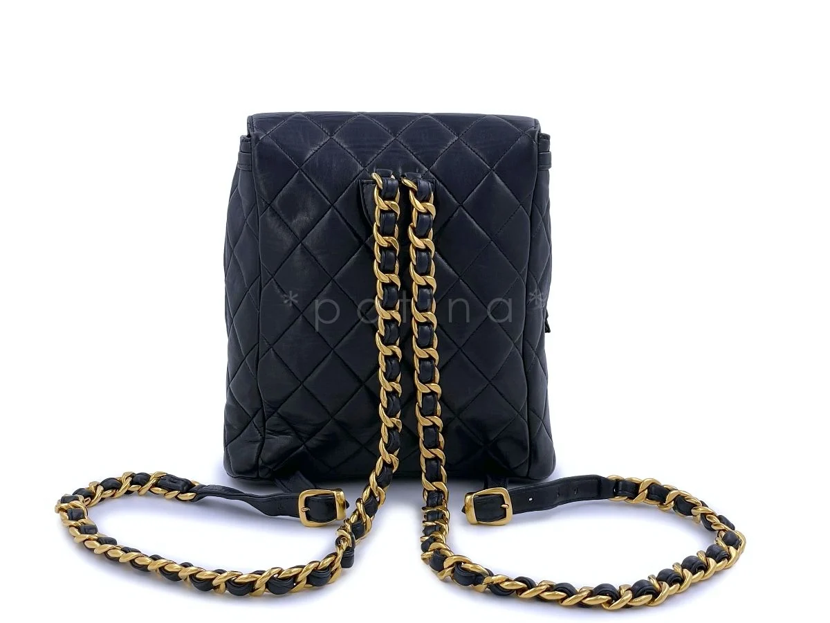 Chanel Vintage Black Duma Classic Backpack Bag Lambskin 24k GHW - Image 5