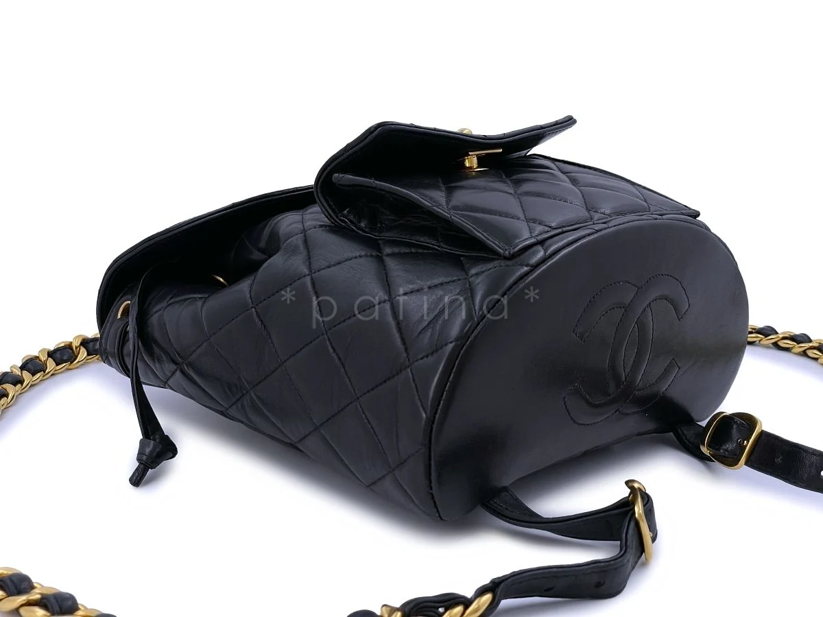 Chanel Vintage Black Duma Classic Backpack Bag Lambskin 24k GHW - Image 7