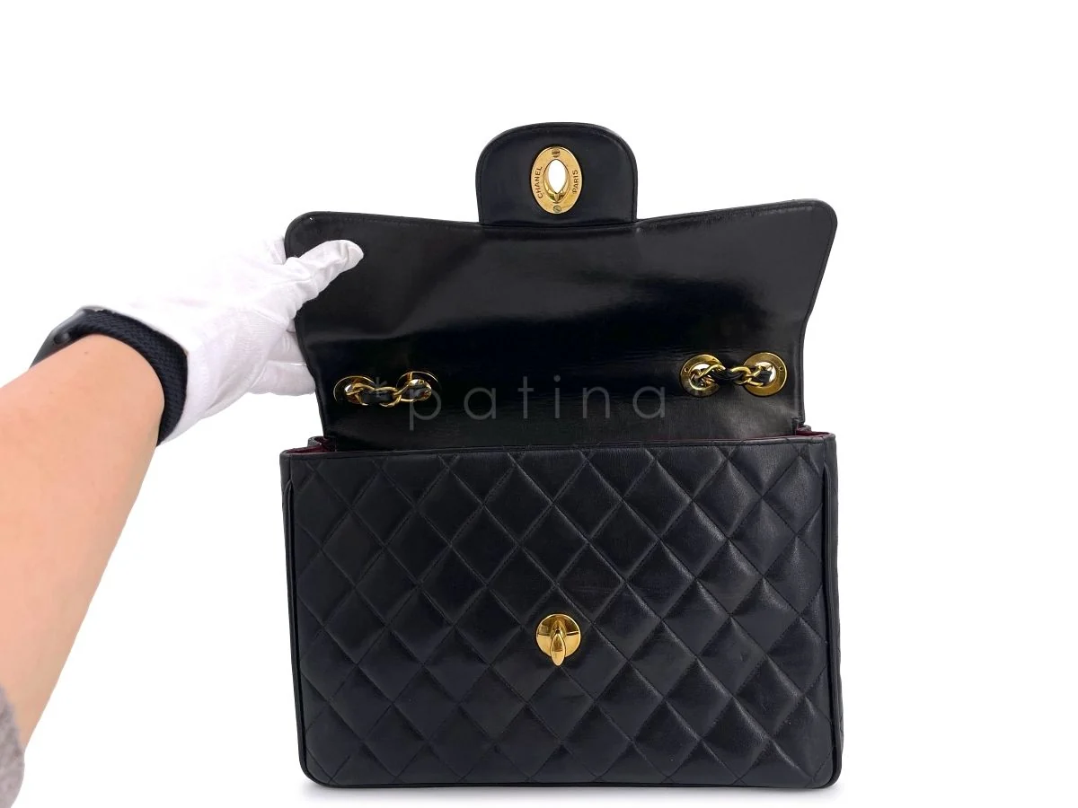 Chanel Vintage Black Jumbo Classic Flap Bag 24k GHW - Image 9