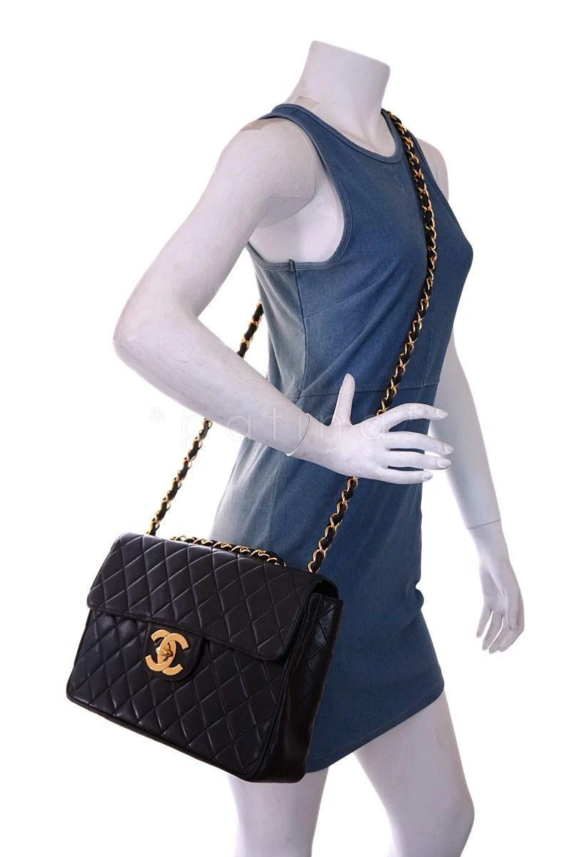 Chanel Vintage Black Jumbo Classic Flap Bag 24k GHW - Image 15