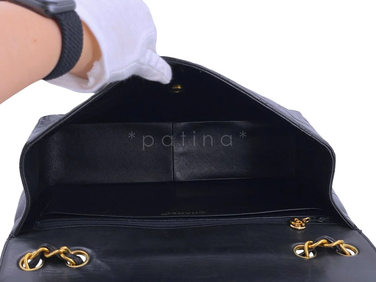 Chanel Vintage Black Jumbo Classic Flap Bag Lambskin 24k GHW - Image 10