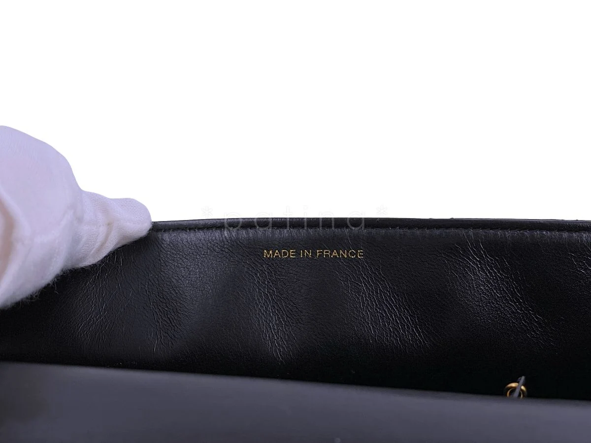 Chanel Vintage Black Jumbo Classic Flap Bag Lambskin 24k GHW - Image 12