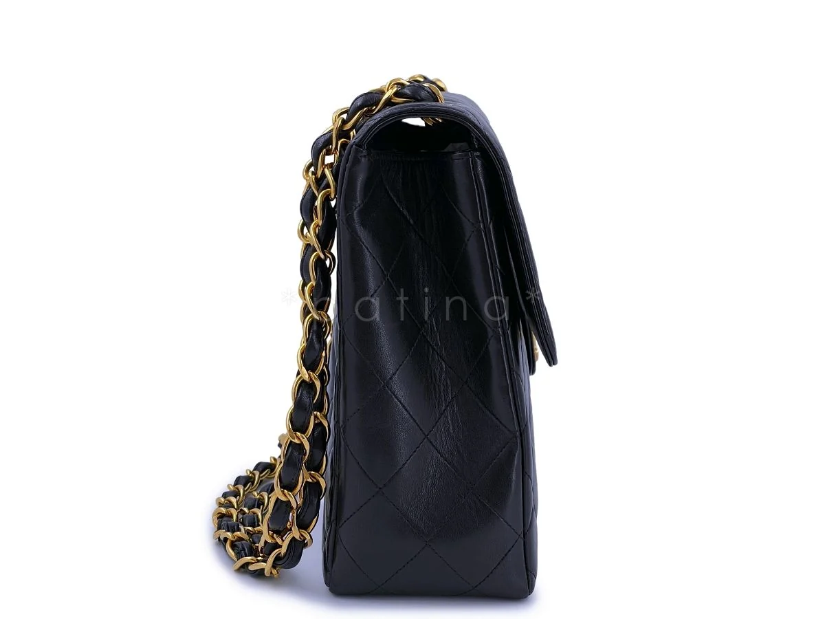 Chanel Vintage Black Jumbo Classic Flap Bag Lambskin 24k GHW - Image 4