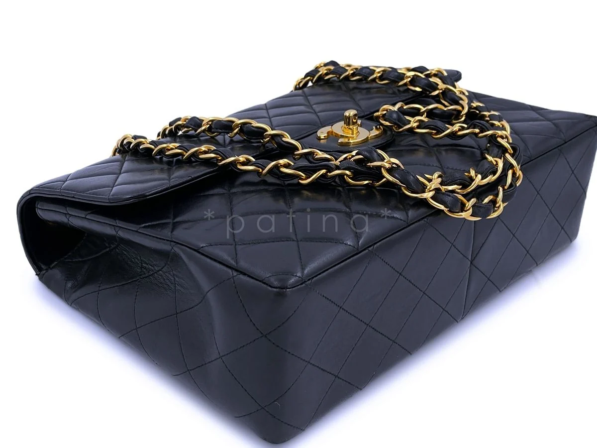 Chanel Vintage Black Jumbo Classic Flap Bag Lambskin 24k GHW - Image 7