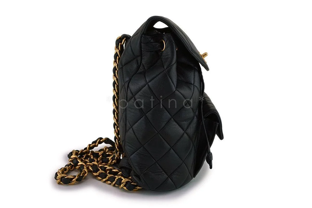 Chanel Vintage Black Lambskin Classic Quilted Backpack Bag 24k GHW - Image 3