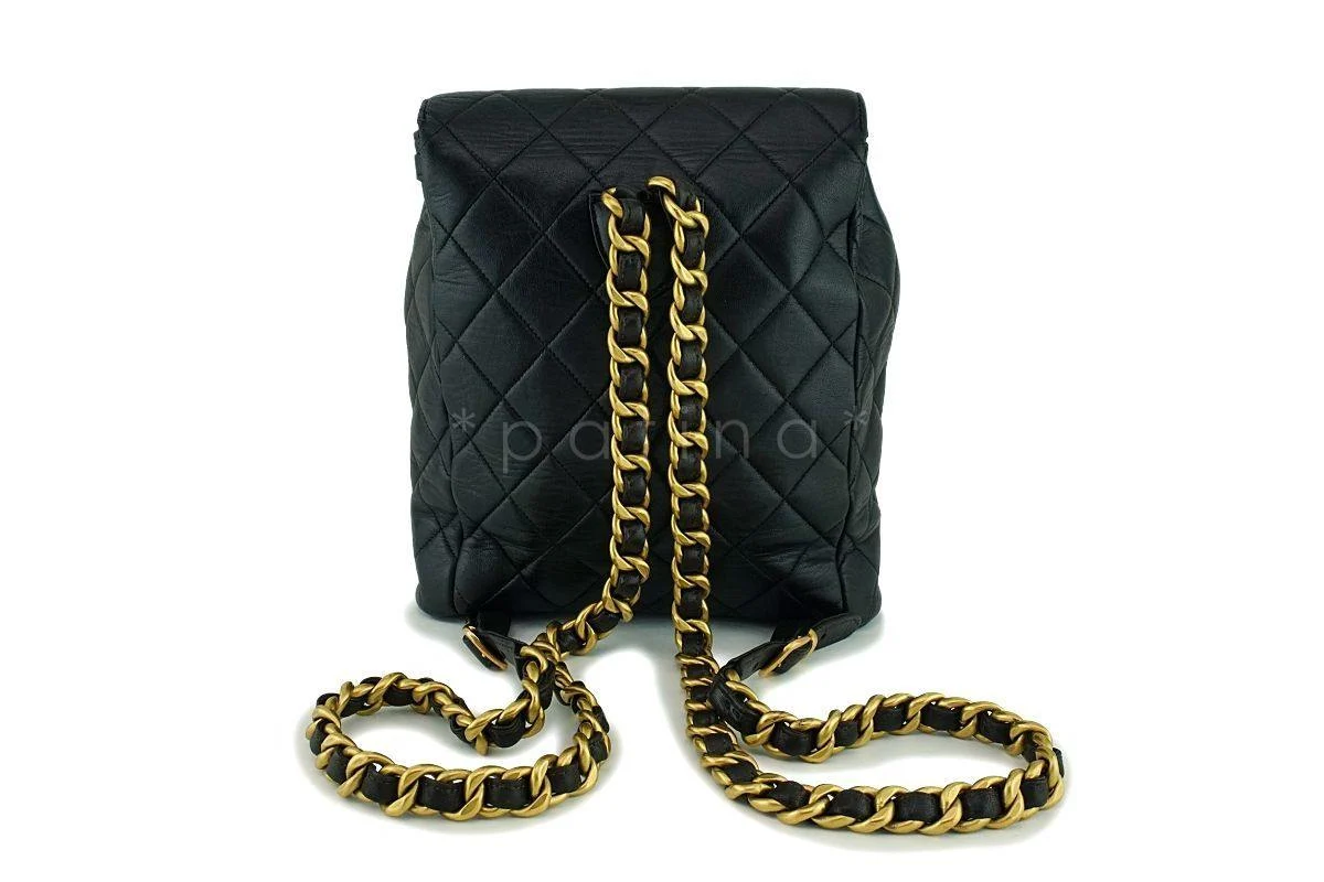Chanel Vintage Black Lambskin Classic Quilted Backpack Bag 24k GHW - Image 4