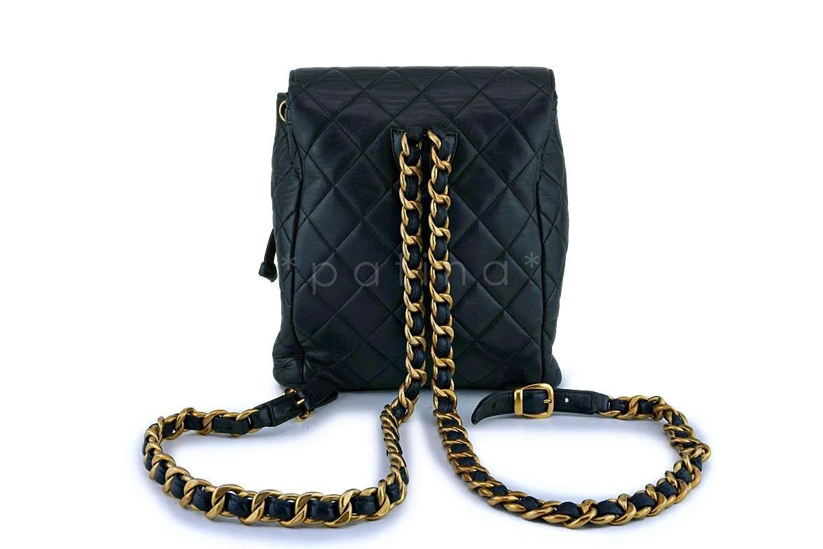 Chanel Vintage Black Lambskin Classic Quilted Backpack Bag 24k GHW - Image 5