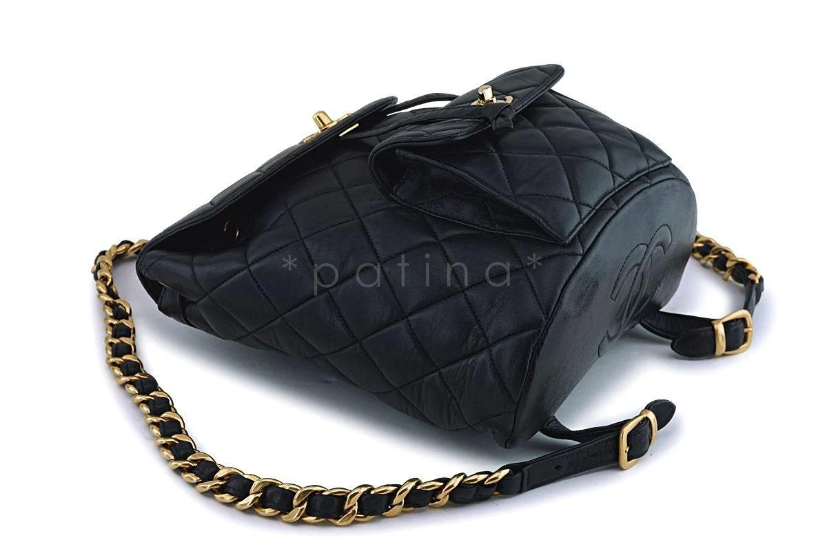 Chanel Vintage Black Lambskin Classic Quilted Backpack Bag 24k GHW - Image 7