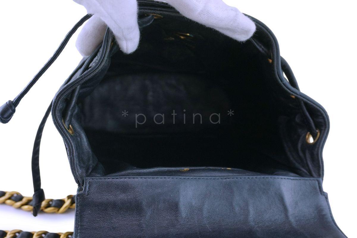 Chanel Vintage Black Lambskin Classic Quilted Backpack Bag 24k GHW - Image 11