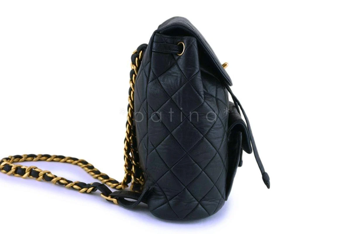 Chanel Vintage Black Lambskin Classic Quilted Backpack Bag 24k GHW - Image 4