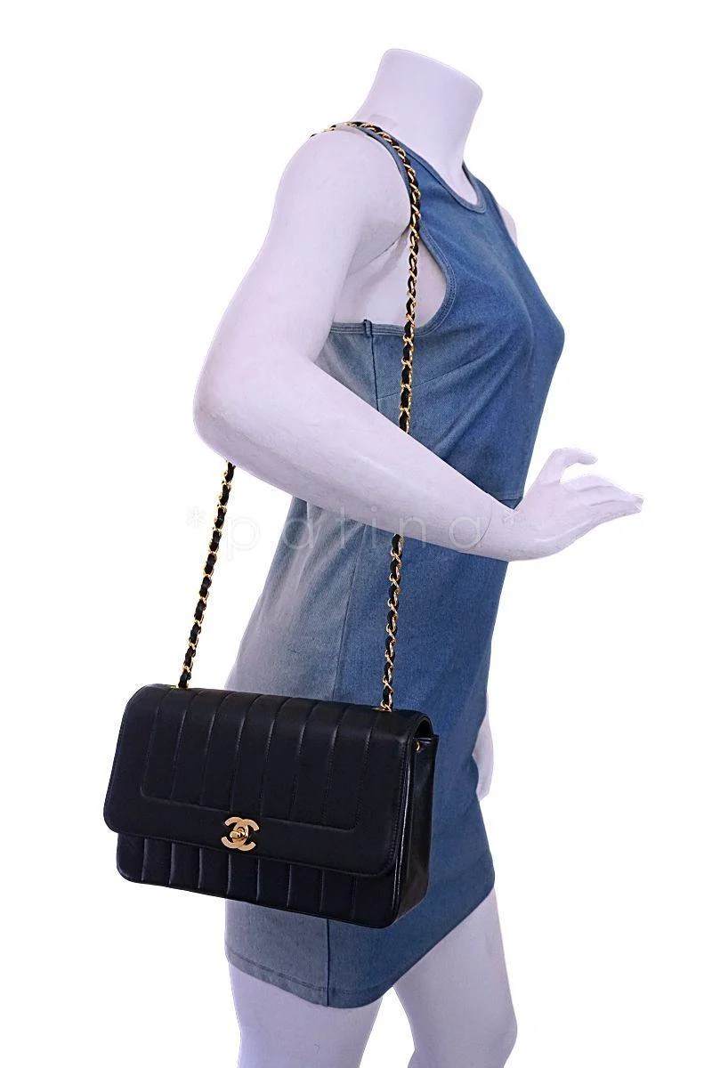 Chanel Vintage Black Lambskin Mademoiselle Flap Bag 24k GHW - Image 15