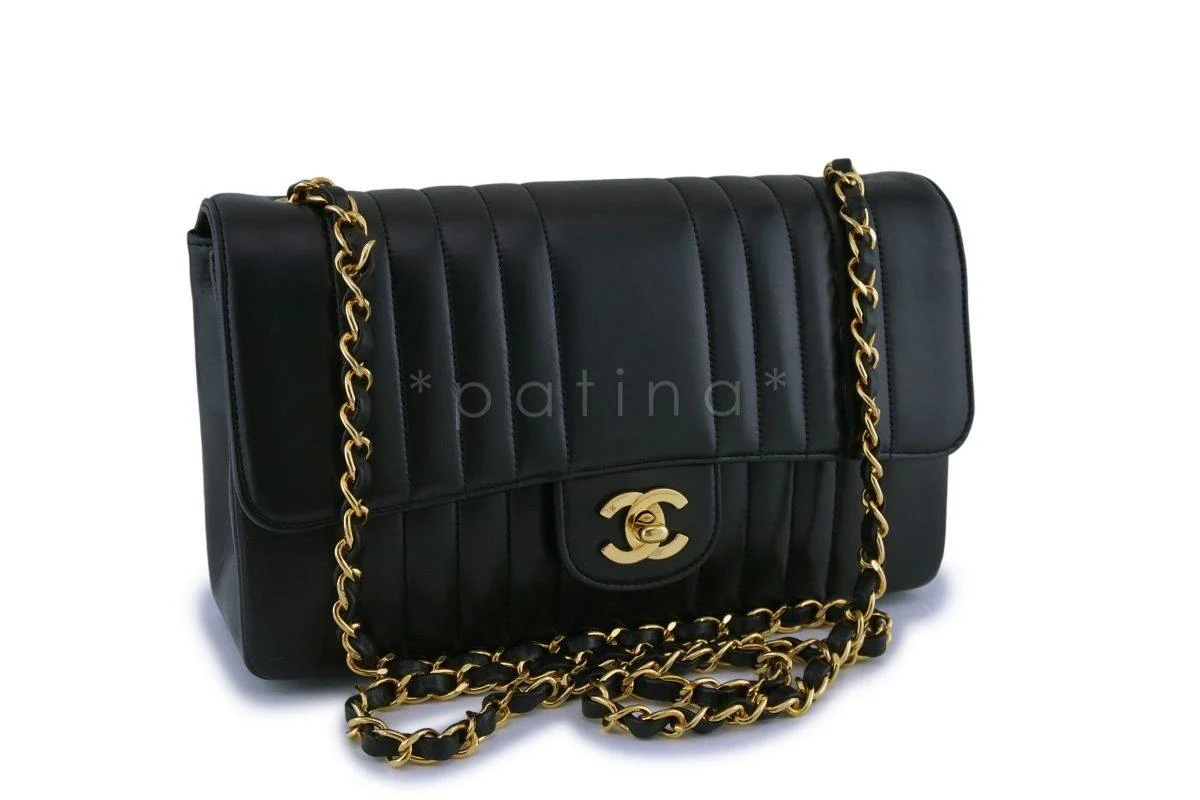 Chanel Vintage Black Lambskin Medium Mademoiselle Classic Flap Bag 24k GHW - Image 2