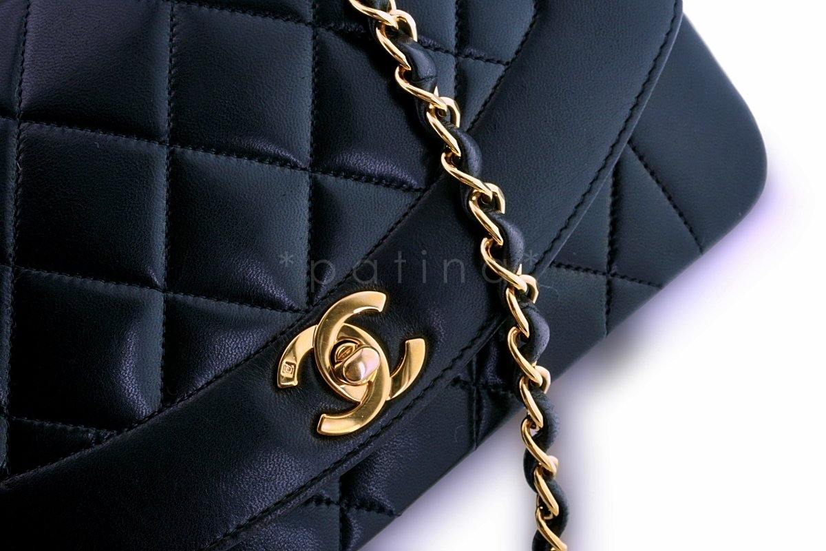 Chanel Vintage Black Lambskin Small Diana Flap Bag 24k GHW - Image 8