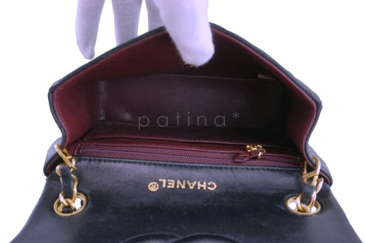 Chanel Vintage Black Lambskin Square Mini Classic Flap Bag 24k GHW - Image 10