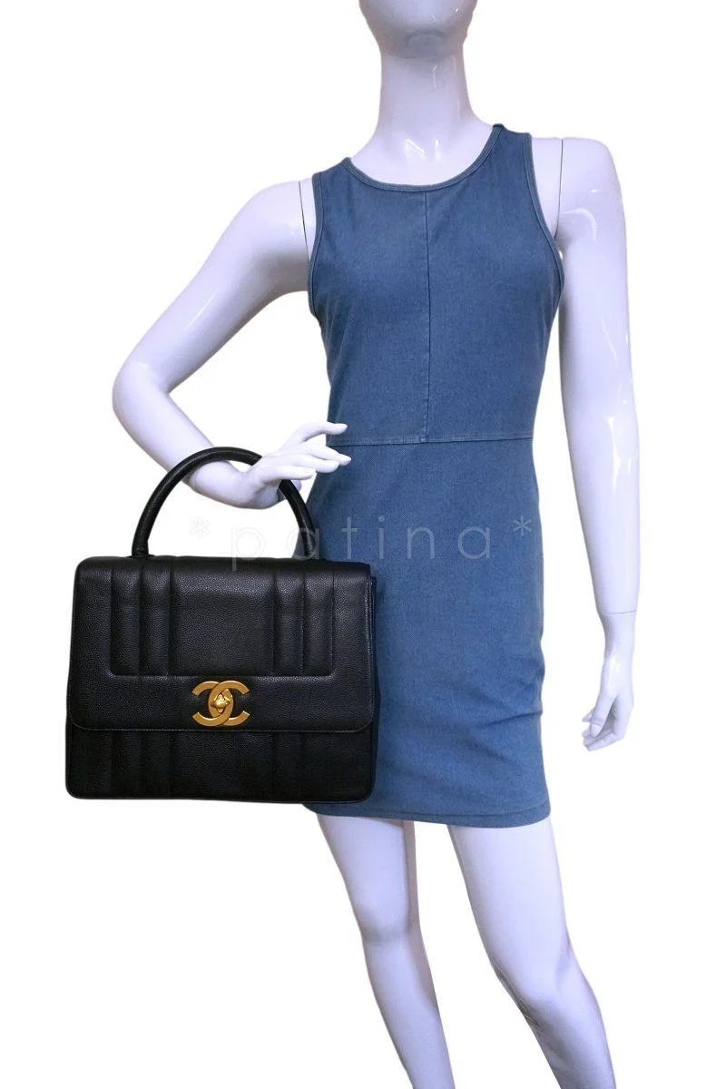 Chanel Vintage Black Mademoiselle Caviar Kelly Bag 24k GHW - Image 15