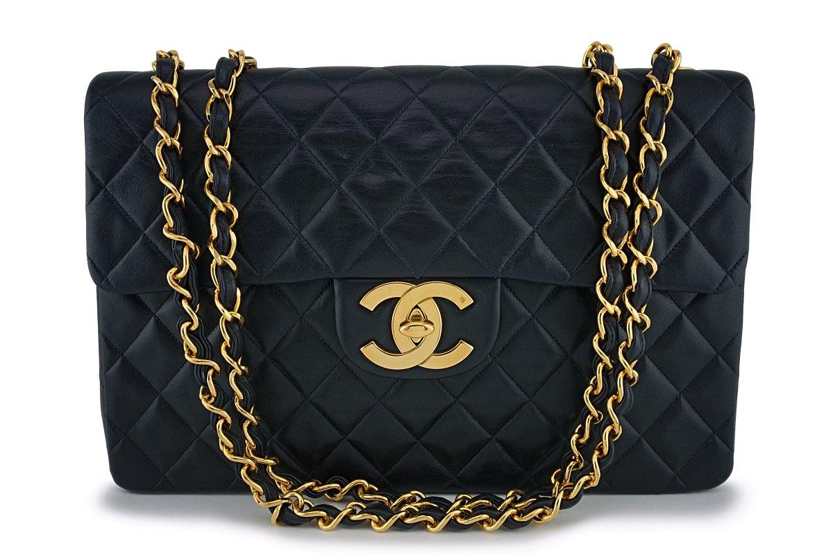 Chanel Vintage Black Maxi "Jumbo XL" Classic Flap Bag 24k GHW FTD