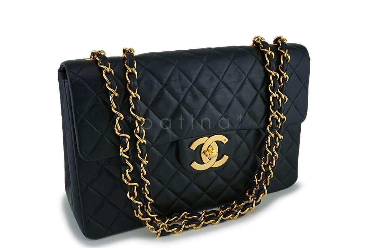 Chanel Vintage Black Maxi "Jumbo XL" Classic Flap Bag 24k GHW FTD - Image 2