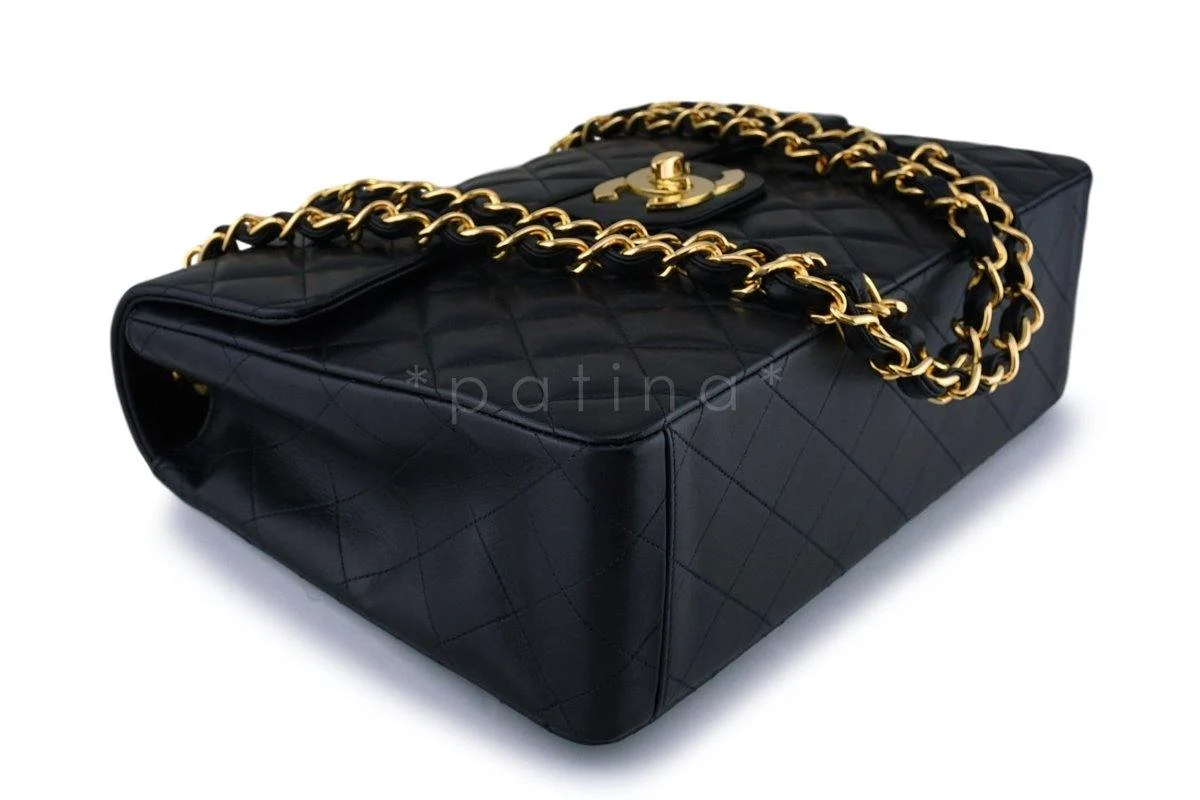 Chanel Vintage Black Maxi Jumbo XL Classic Flap Bag 24k GHW FTD FTD - Image 7