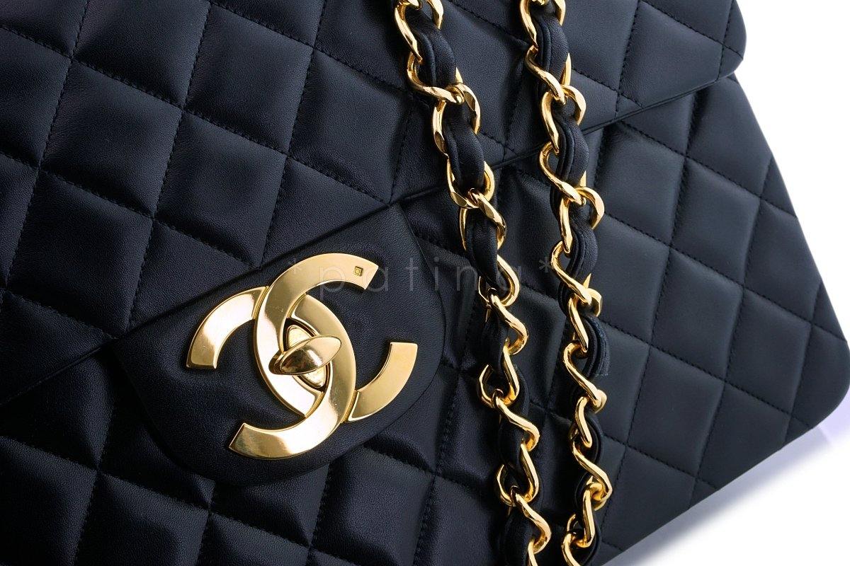 Chanel Vintage Black Maxi Jumbo XL Classic Flap Bag 24k GHW FTD FTD - Image 8