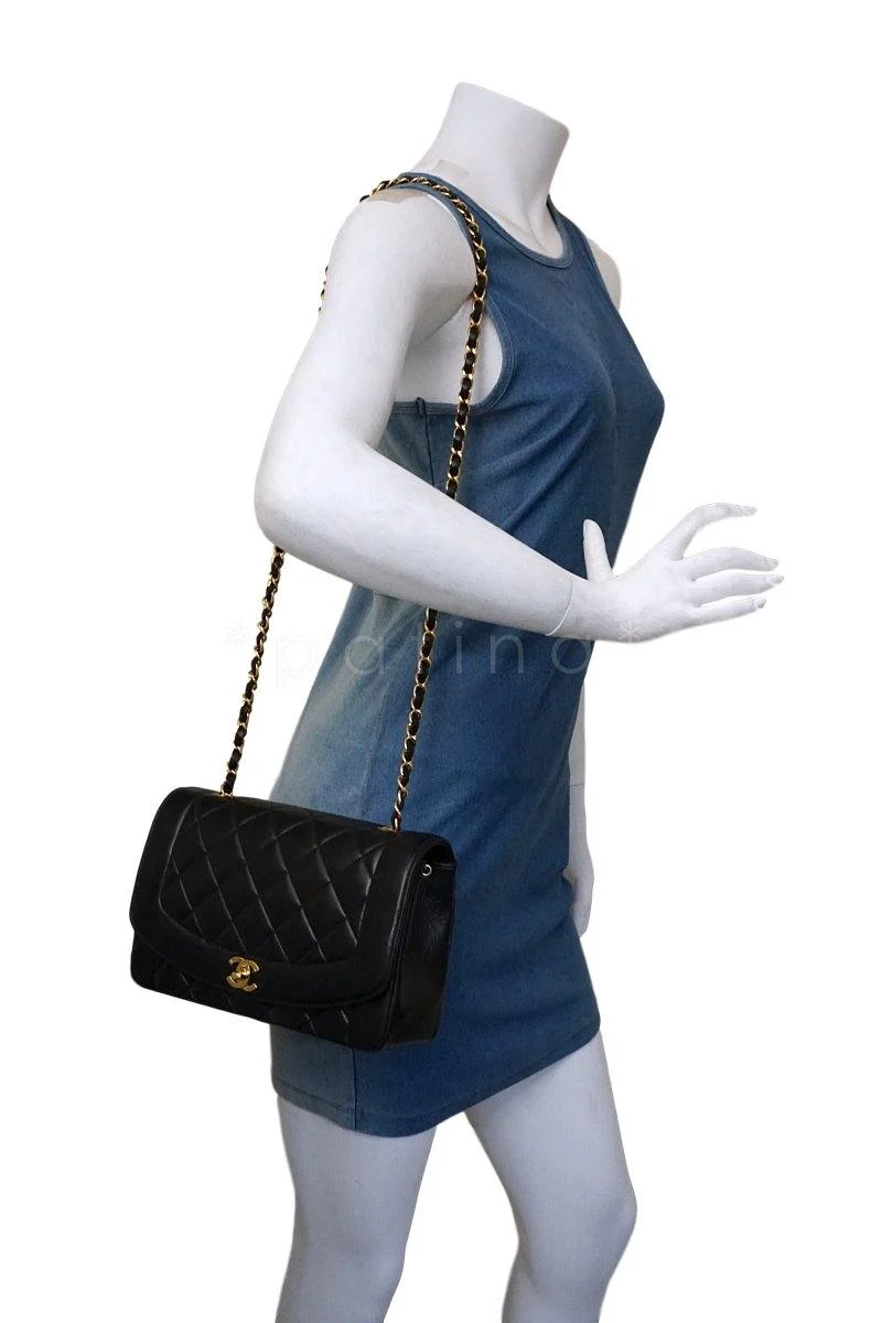 Chanel Vintage Black Medium Classic Diana Flap Bag 24k GHW - Image 15