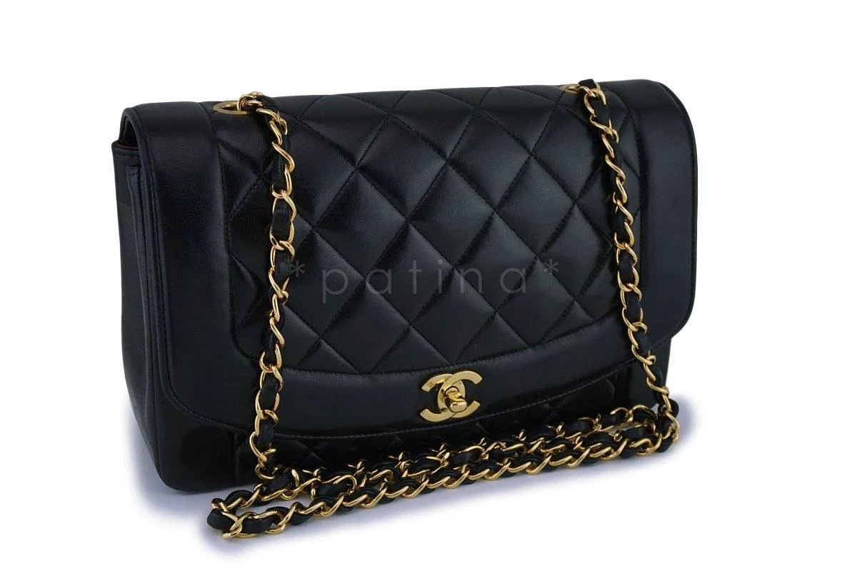 Chanel Vintage Black Medium Classic Diana Flap Bag 24k GHW - Image 2