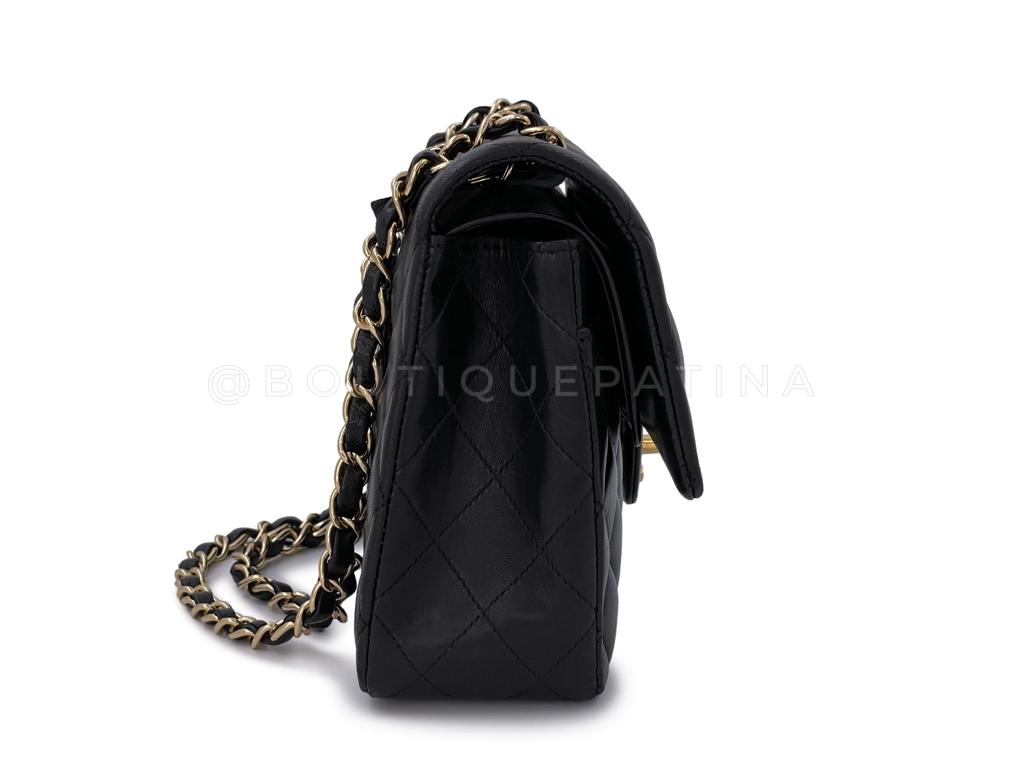 Chanel Vintage Black Medium Classic Double Flap Bag 24k GHW Lambskin - Image 4