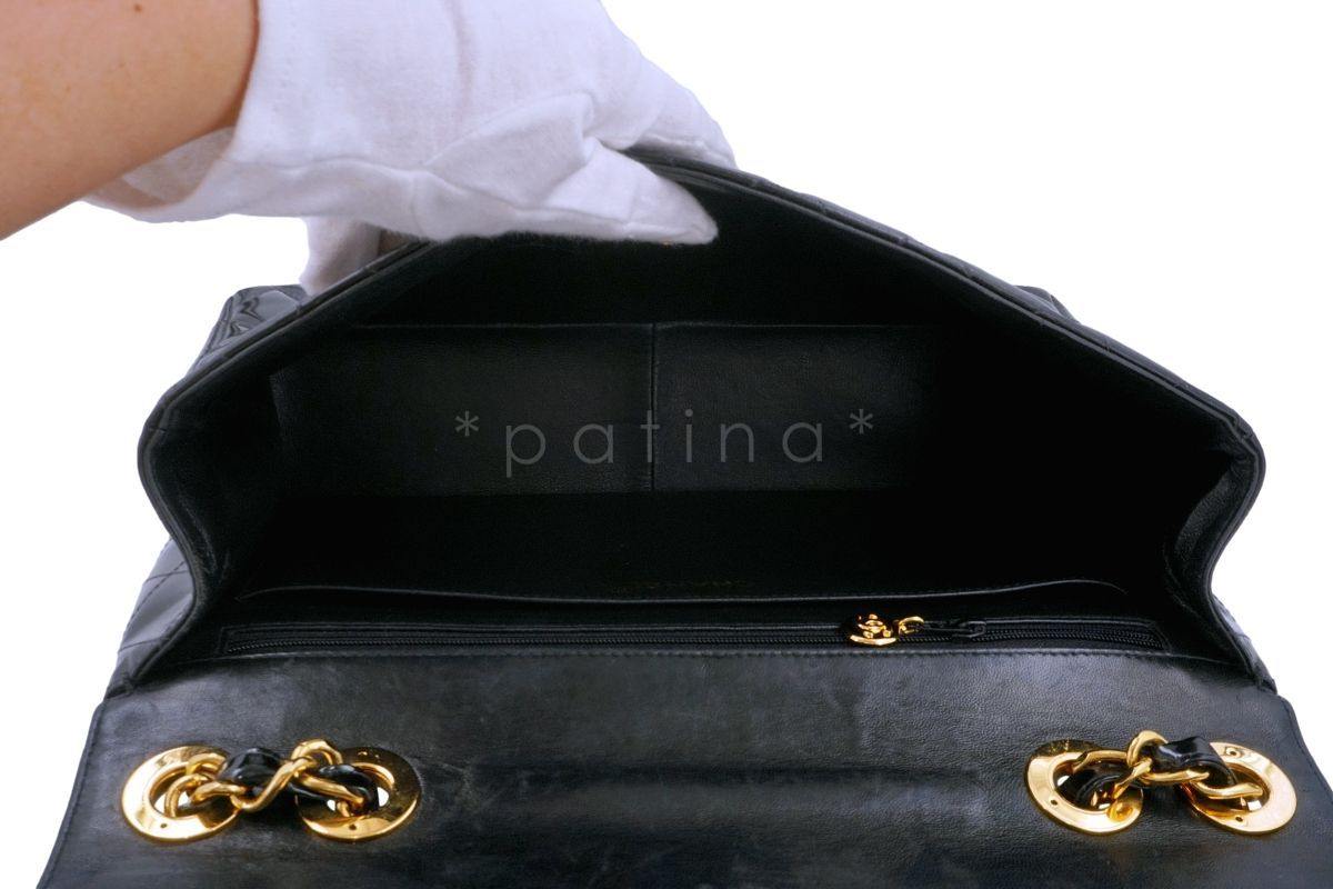 Chanel Vintage Black Patent Jumbo Classic Flap Bag 24k GHW - Image 10