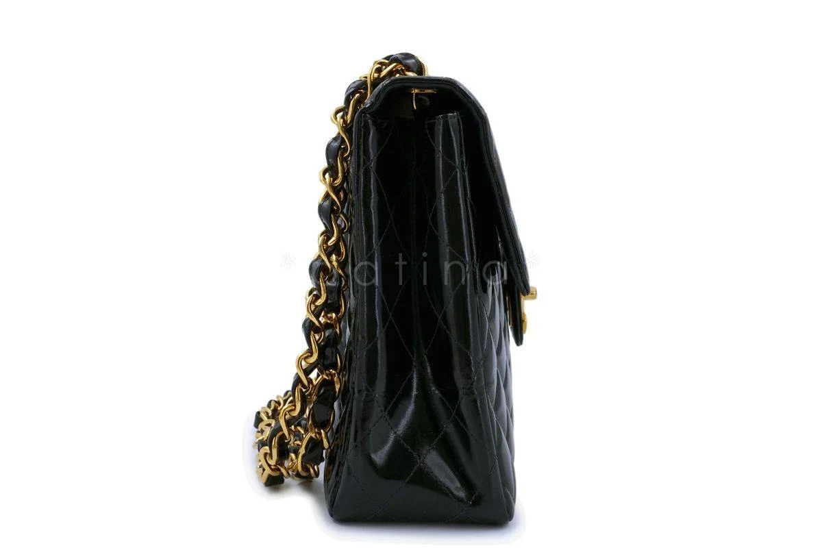 Chanel Vintage Black Patent Jumbo Classic Flap Bag 24k GHW - Image 4
