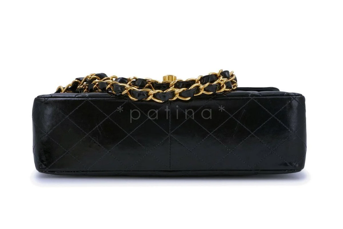 Chanel Vintage Black Patent Jumbo Classic Flap Bag 24k GHW - Image 6