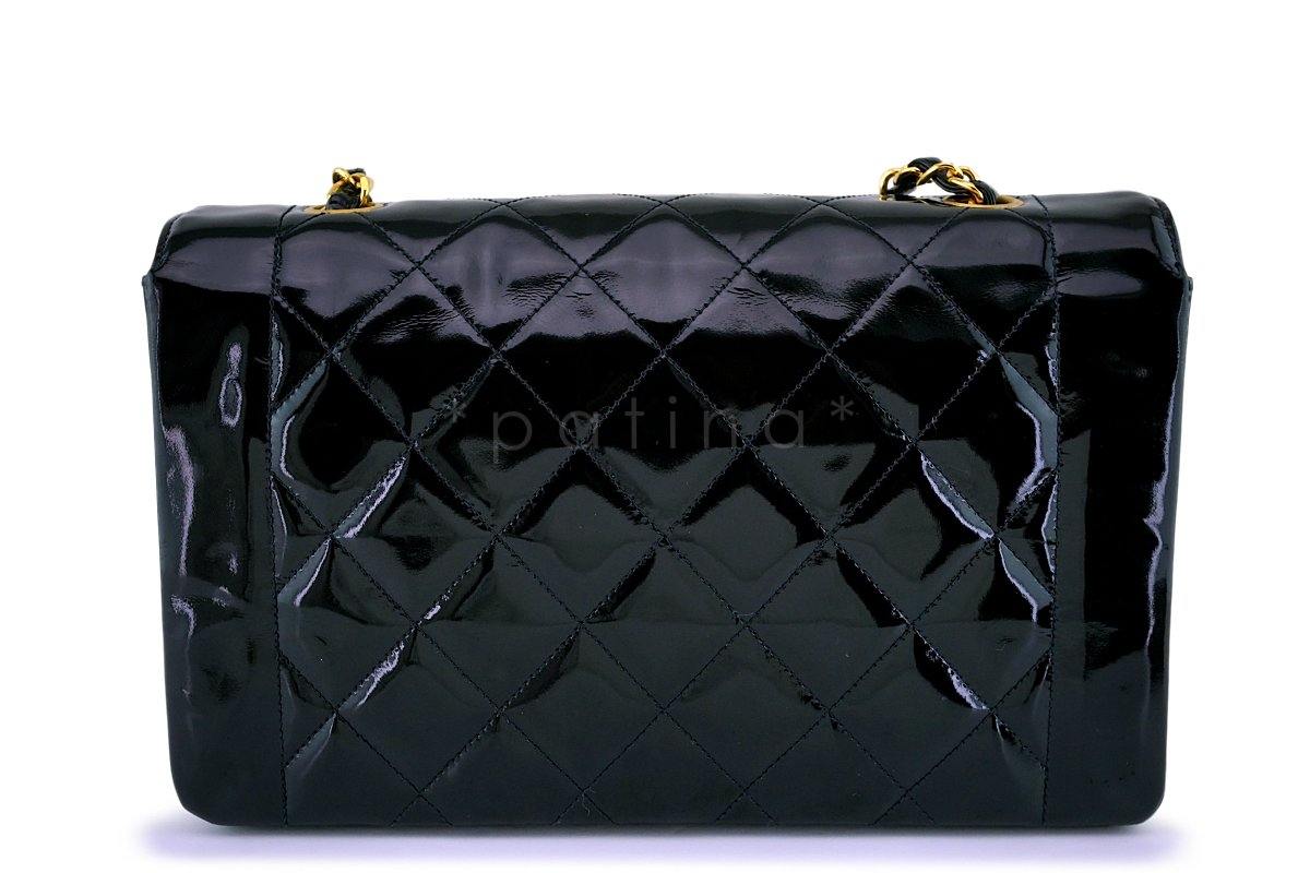 Chanel Vintage Black Patent Medium Classic Diana Flap Bag 24k GHW - Image 5