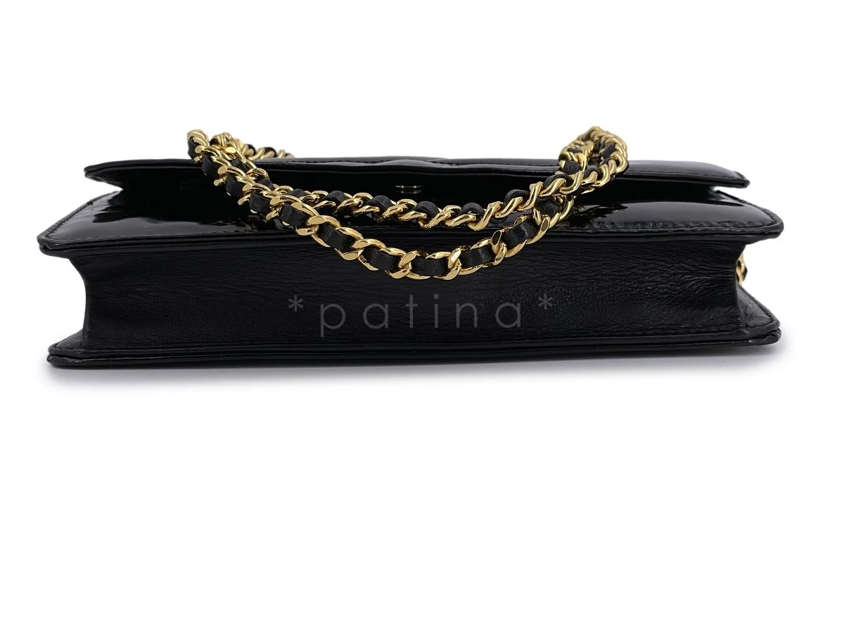 Chanel Vintage Black Patent Timeless Wallet on Chain WOC 24k GHW - Image 7