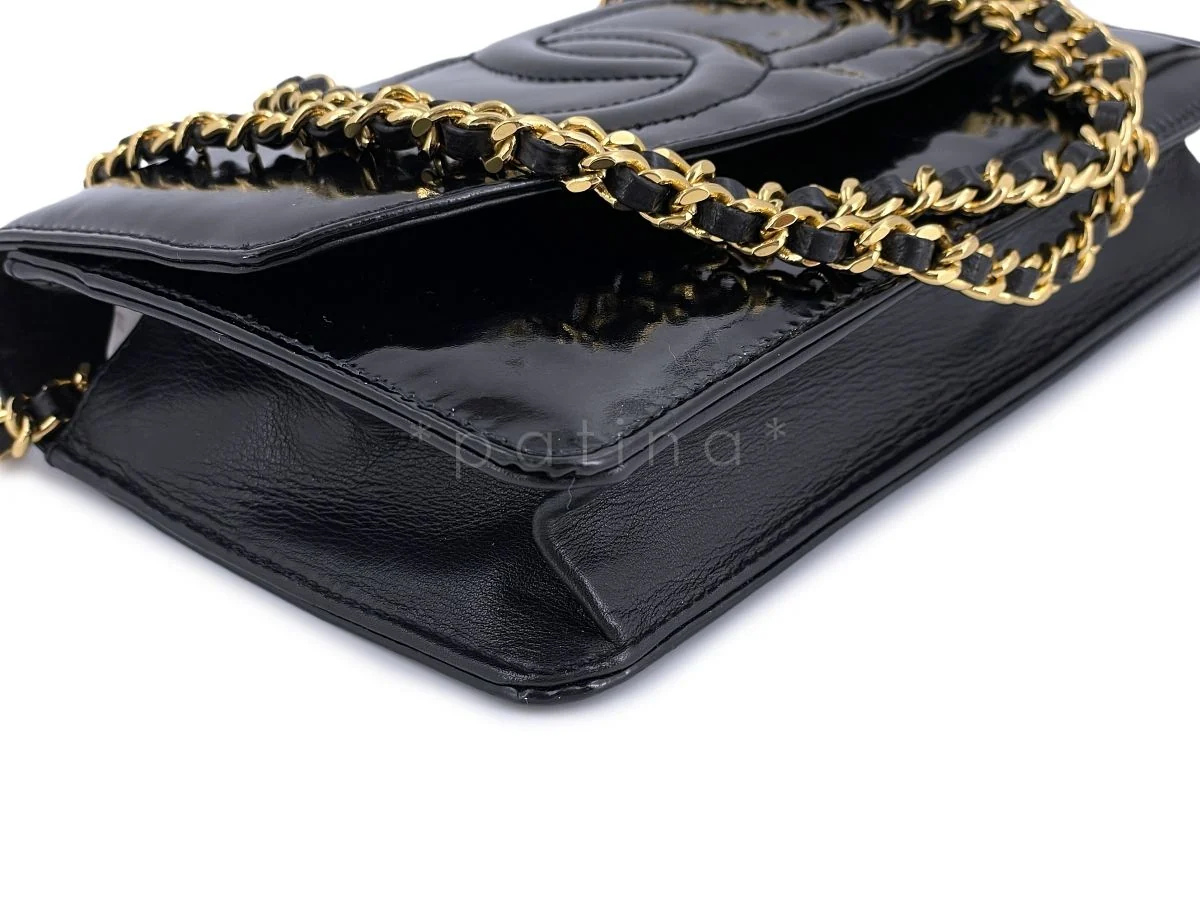Chanel Vintage Black Patent Timeless Wallet on Chain WOC 24k GHW - Image 8