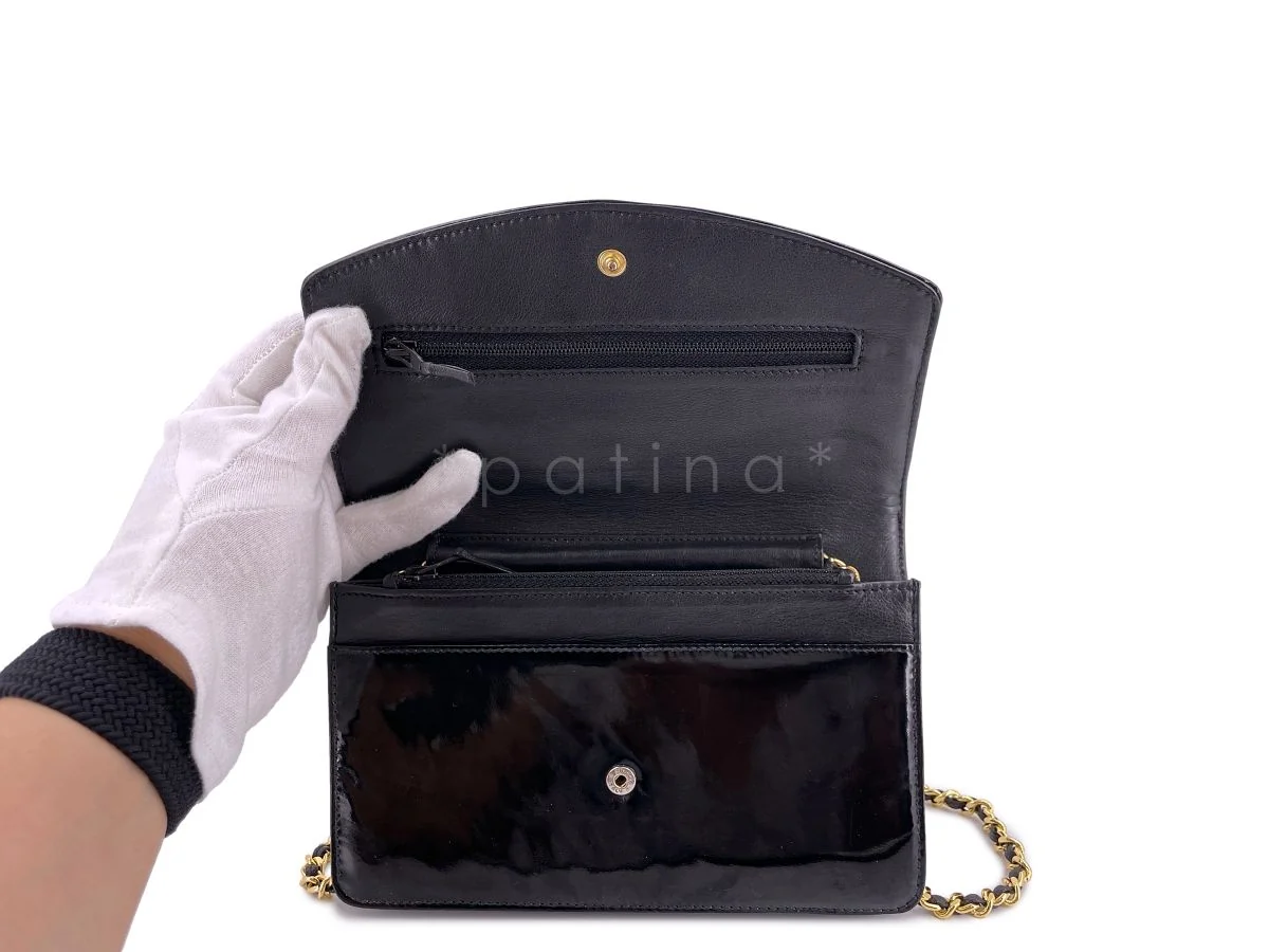 Chanel Vintage Black Patent Timeless Wallet on Chain WOC 24k GHW - Image 9