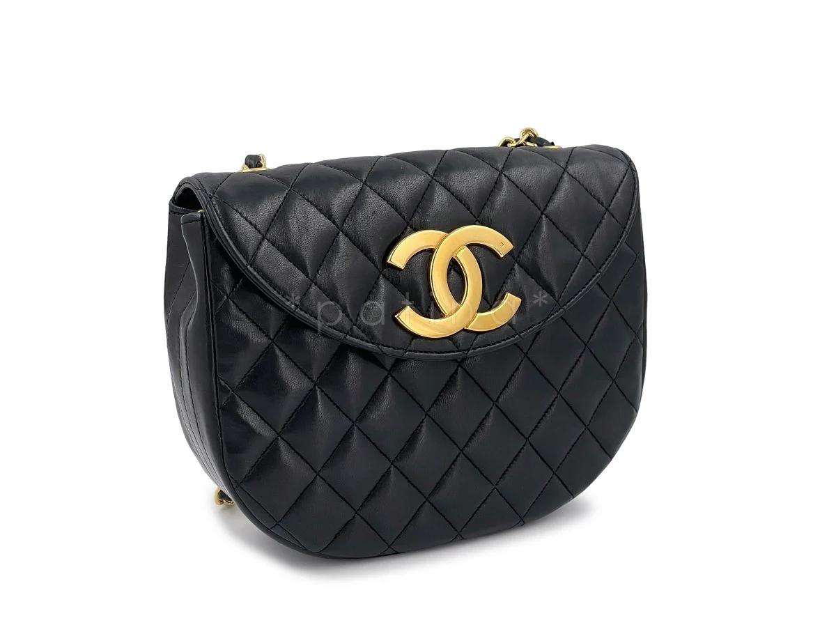 Chanel Vintage Black Round Mini Flap Bag with Oversized CC 24k GHW HWA - Image 3