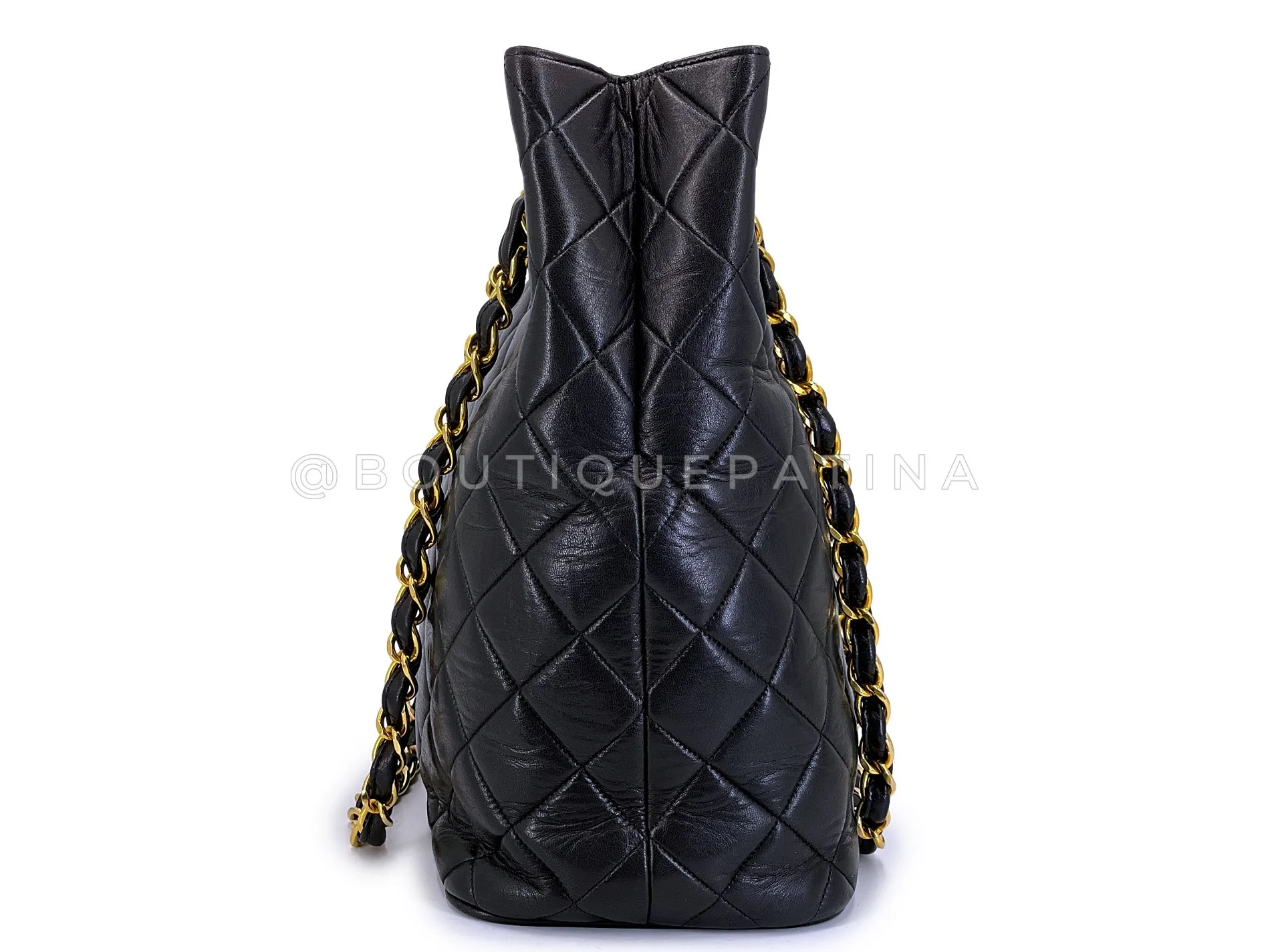 Chanel Vintage Black Soft Oversized CC Vertical Tote Bag 24k GHW Lambskin K2W - Image 4