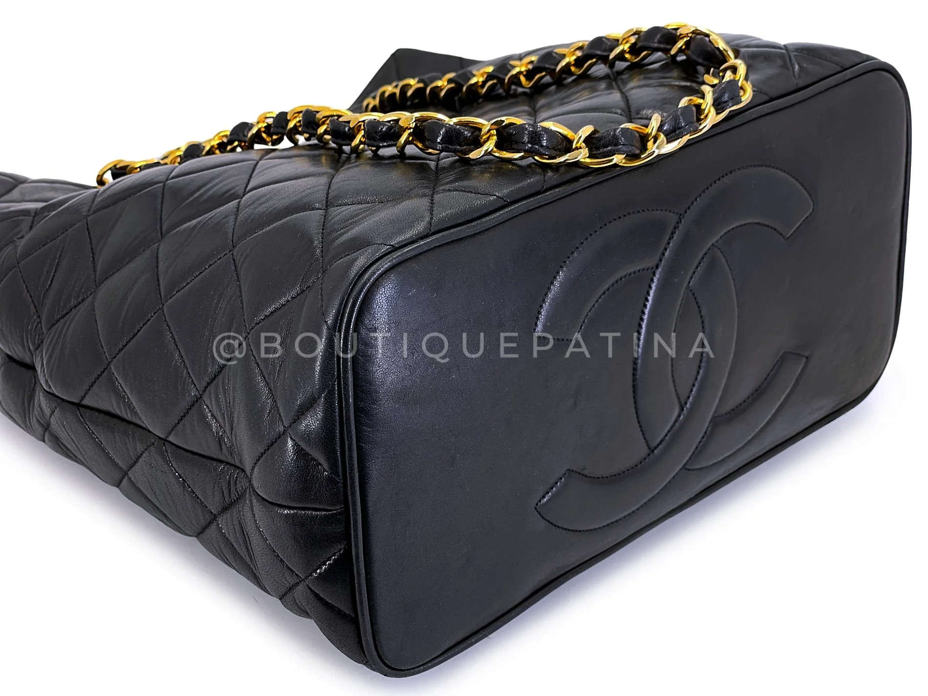 Chanel Vintage Black Soft Oversized CC Vertical Tote Bag 24k GHW Lambskin K2W - Image 7