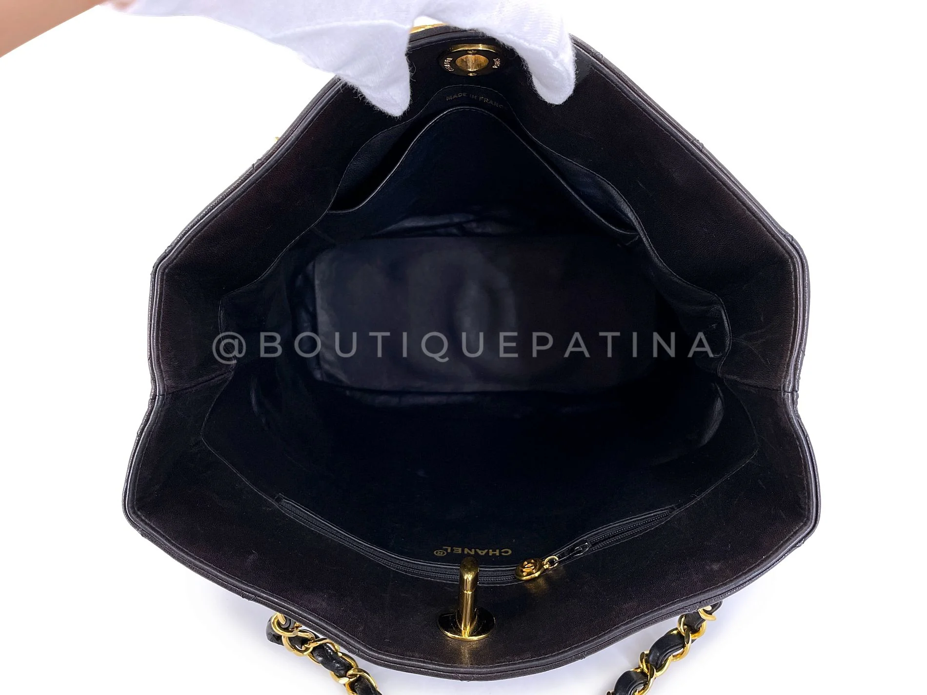 Chanel Vintage Black Soft Oversized CC Vertical Tote Bag 24k GHW Lambskin K2W - Image 9